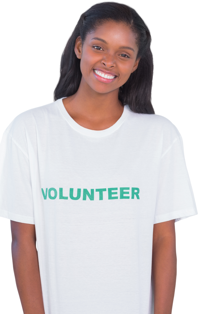 Transparent Smiling Young Woman in Volunteer T-Shirt - Download Free Stock Images Pikwizard.com