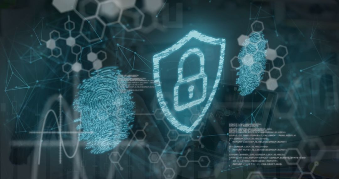 Digital Security Concept with Fingerprints and Padlock Overlay