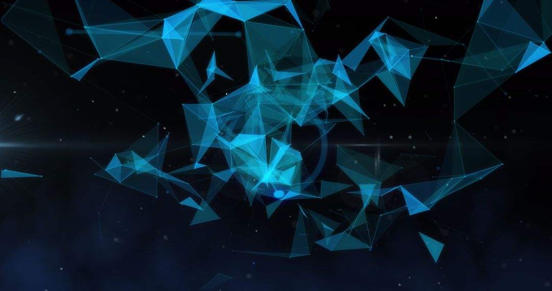 Abstract Digital Network with Blue Geometric Connections