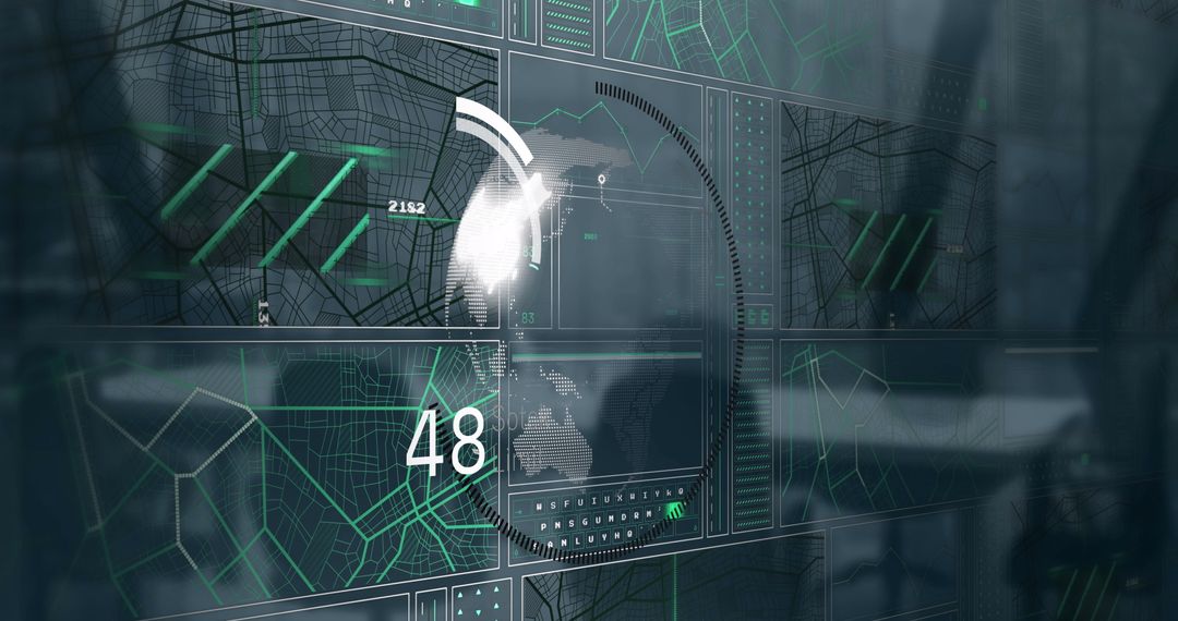 Digital Interface with Data Visualization and Spinning Globe