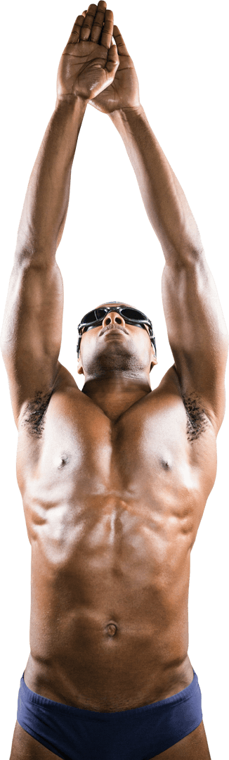 Transparent Swimmer Preparing for Dive with Swim Cap
