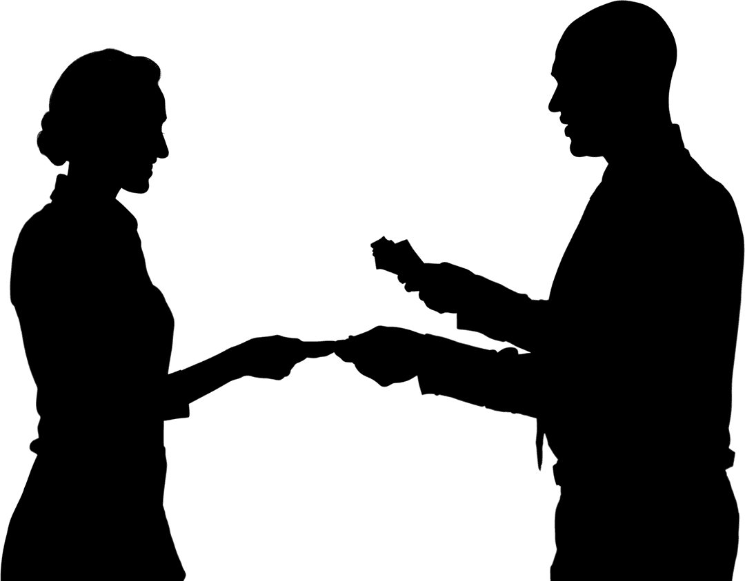 Silhouette Gesture Money Exchange Transparent Background