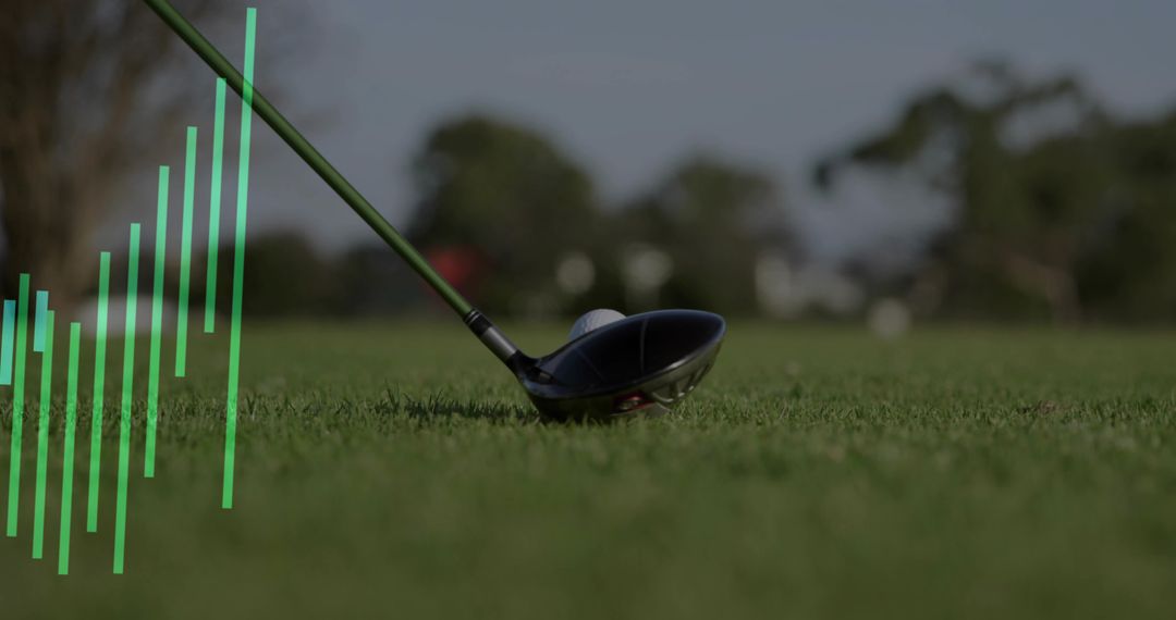 Golf Driver on Tee with Green Bar Chart Overlay