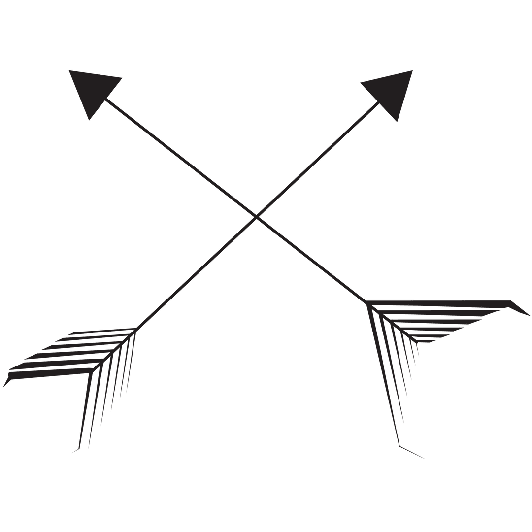 Intersecting Black Arrows on Transparent Background Illustration