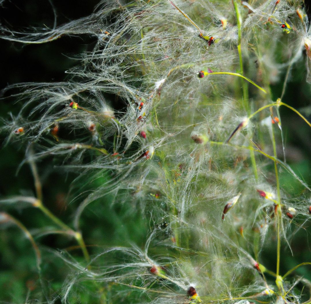 Image of close up of white plant wisp on green background - Free Images, Stock Photos and Pictures on Pikwizard.com