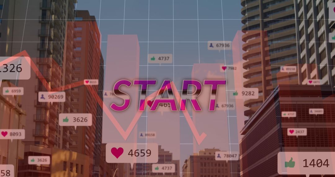 Futuristic Start Concept with Financial Graph and Social Media Icons