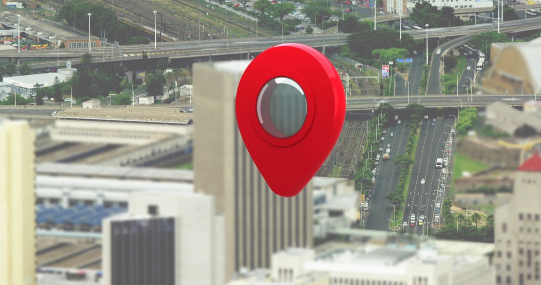 Red GPS Pointer Over Cityscape Highlighting Location Concept
