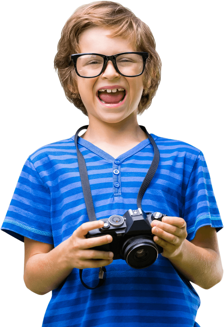Transparent Portrait of Young Boy Smiling with Camera