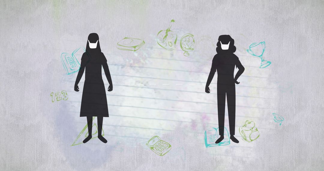 Social Distancing in Education Setting with School Symbols