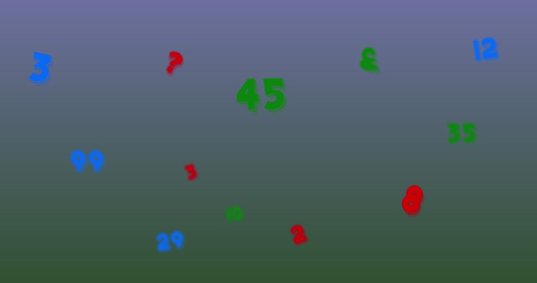 Floating Colorful Numbers and Letters on Gradient Background