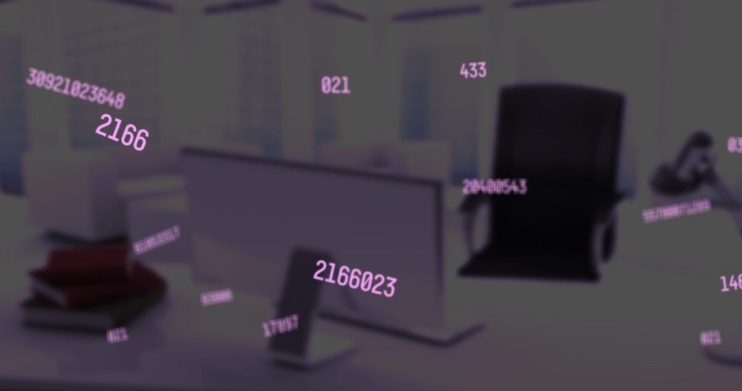 Abstract Numbers Floating in Dimly Lit Office