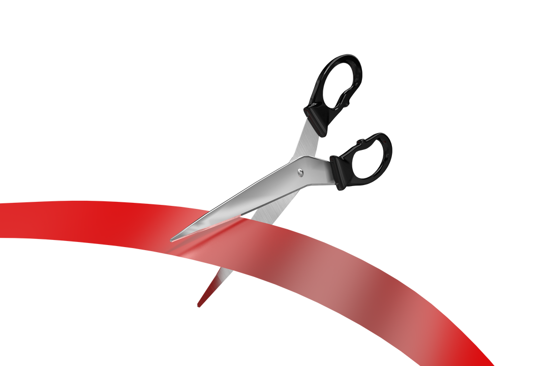 Transparent Symbolism of Grand Opening Celebration with Red Ribbon and Scissors - Download Free Stock Images Pikwizard.com