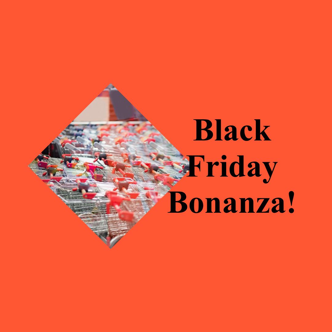 Black Friday Bonanza Shopping Trolleys on Red Background