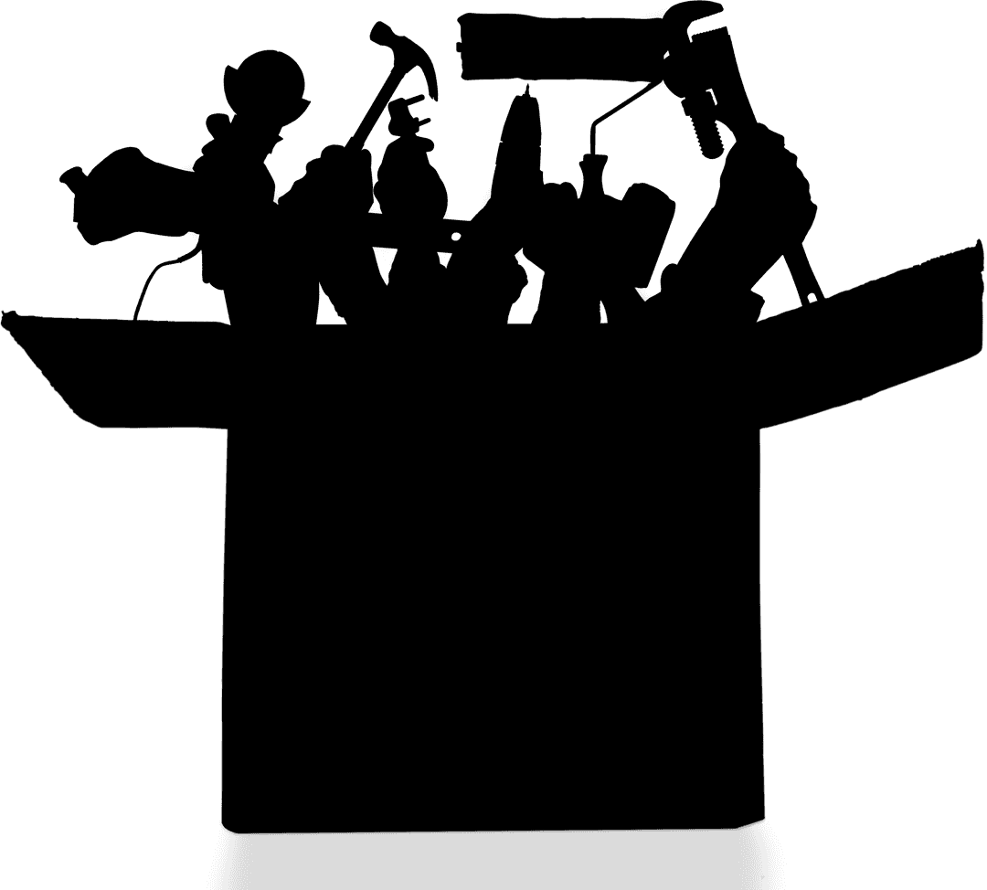 Transparent Toolbox with Hands Holding Tools for Work Illustration