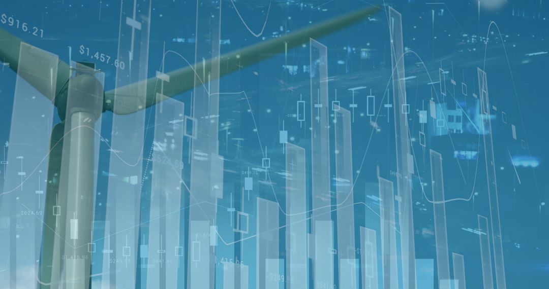 Clean Energy Investing: Wind Turbine with Financial Data Overlay