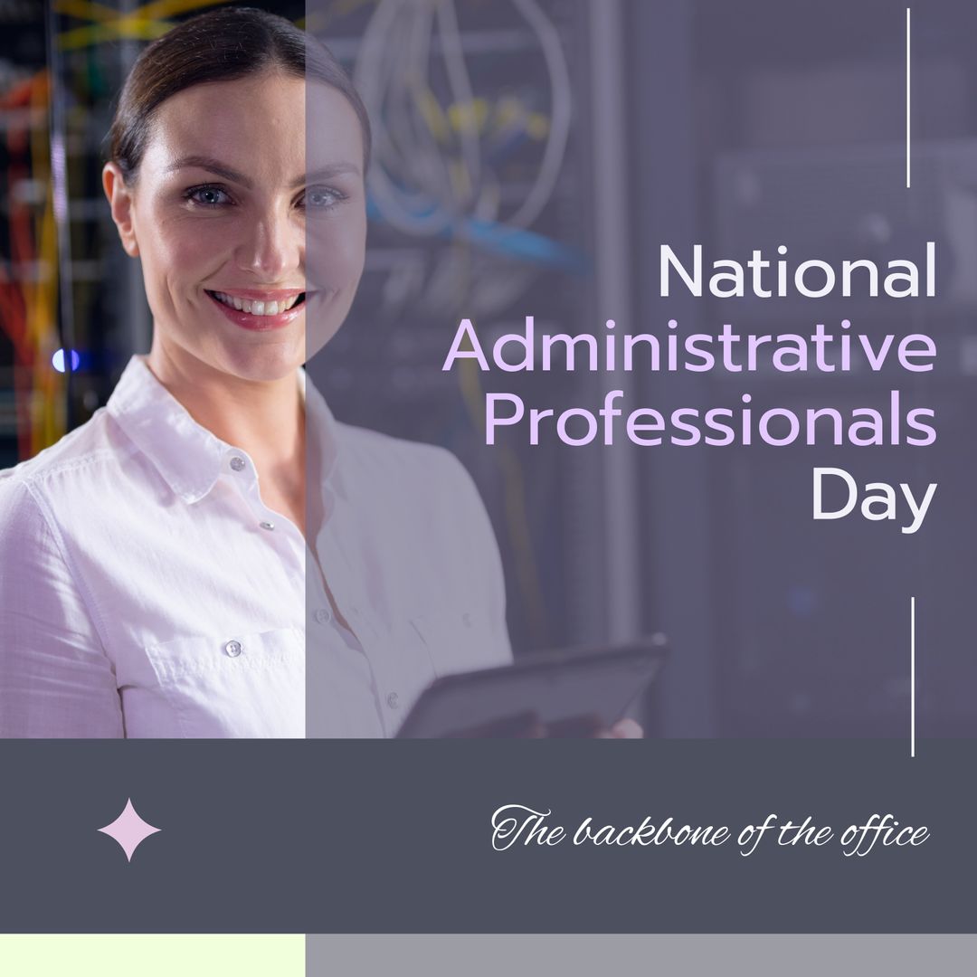 Celebrating Administrative Professionals Smiling with Tablet