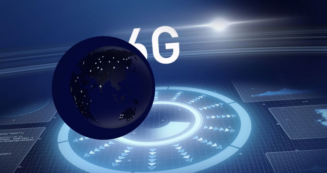 Futuristic Technology Concept Featuring 6G and Digital Globe