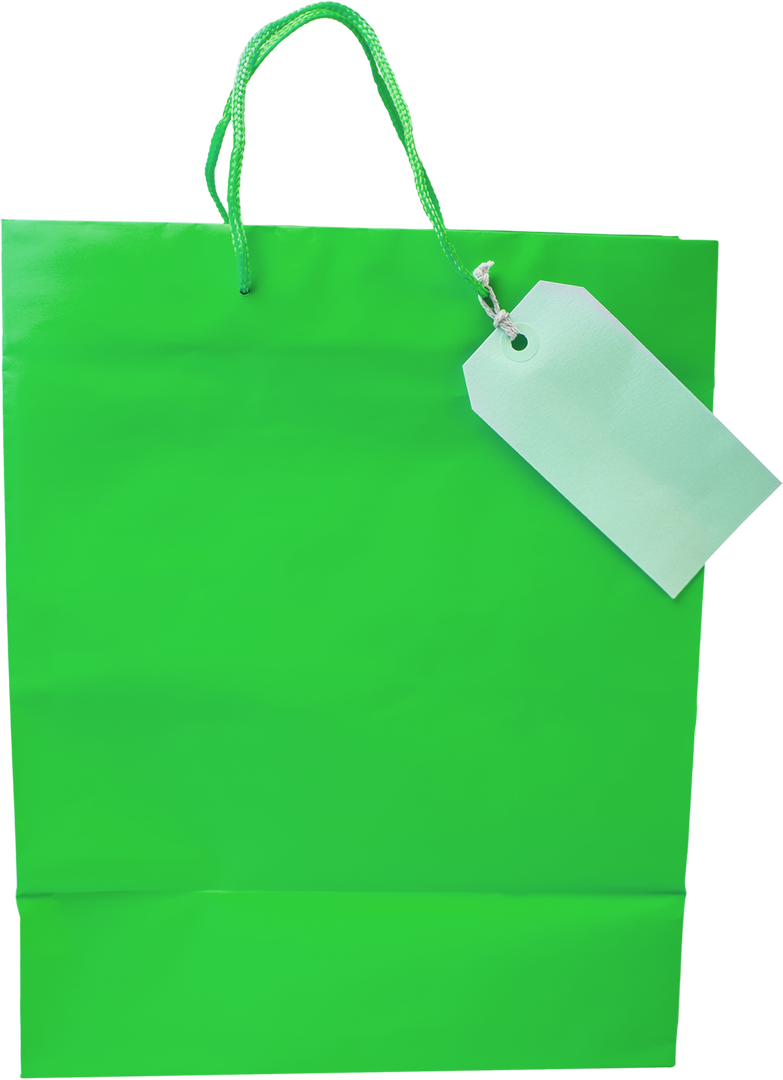 Transparent green shopping bag with blank price tag for retail or gift use - Download Free Stock Images Pikwizard.com