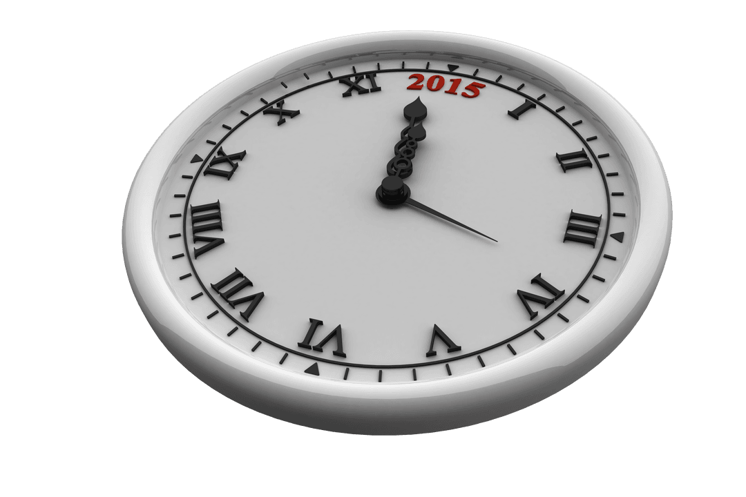 2015 Clock Roman Numerals on Transparent Background