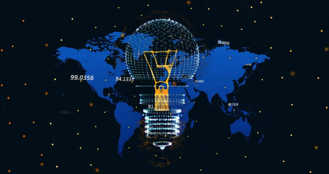 Digital Lightbulb and Data Interface on Global Map