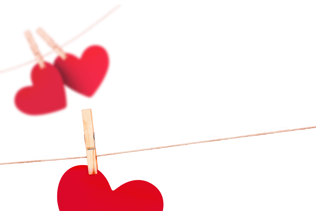 Hanging Hearts on Transparent Background Valentine Illustration