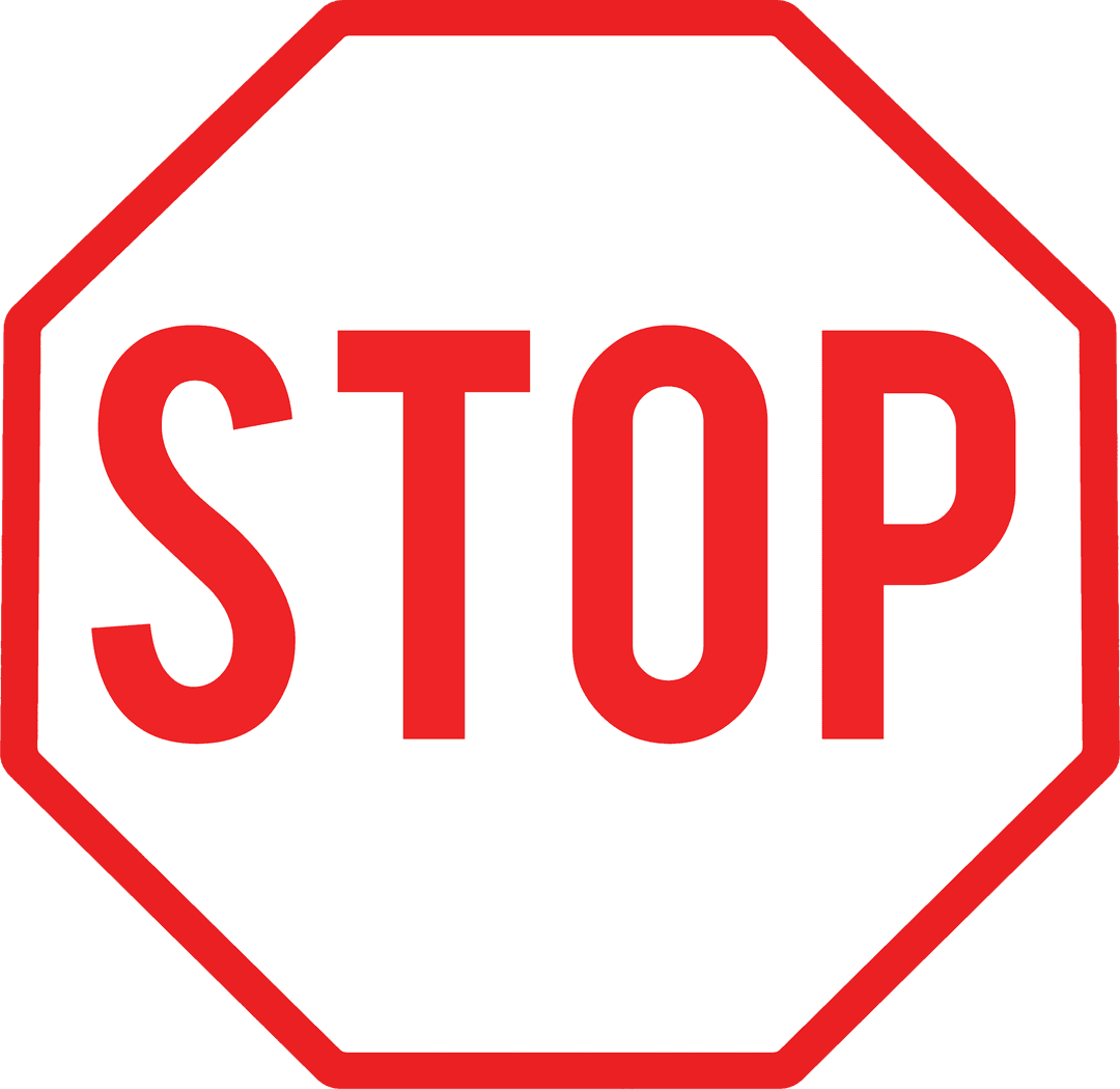 Octagonal Red STOP Sign Post on Transparent Background