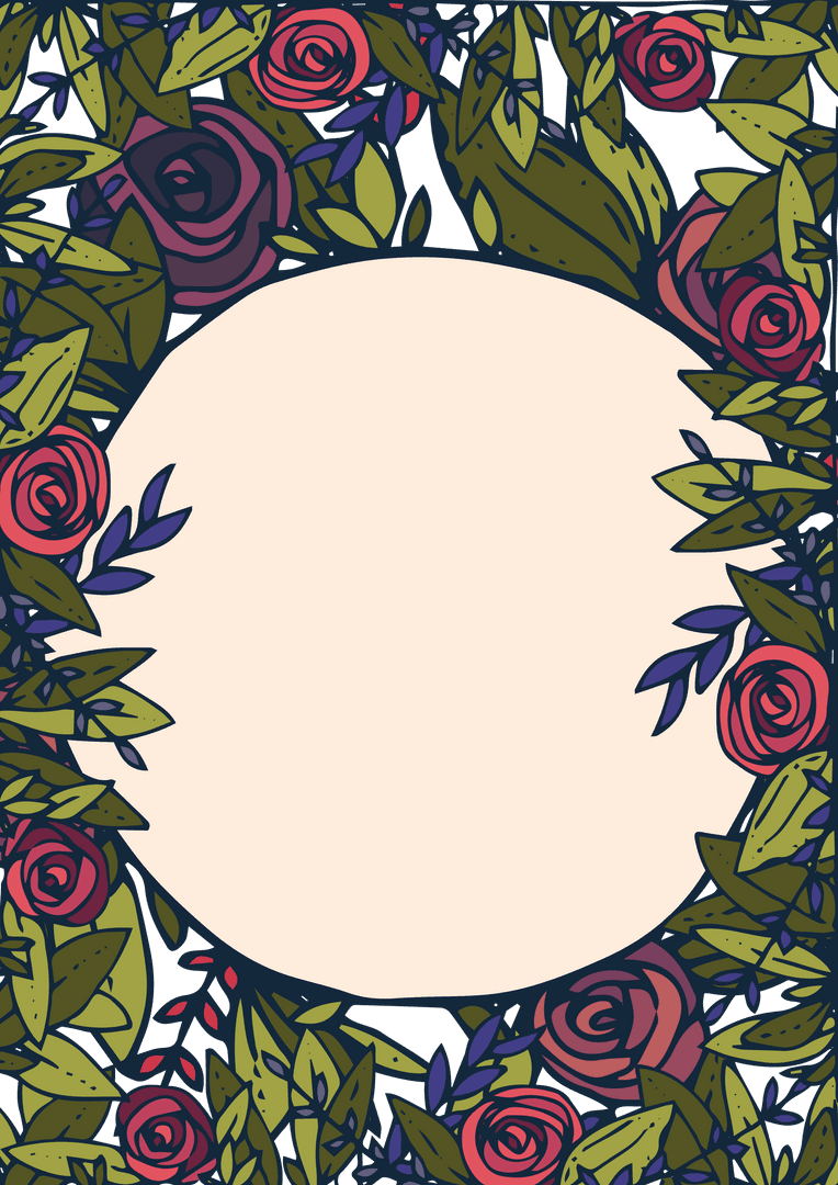 Vibrant Floral Wreath With Roses On Transparent Background