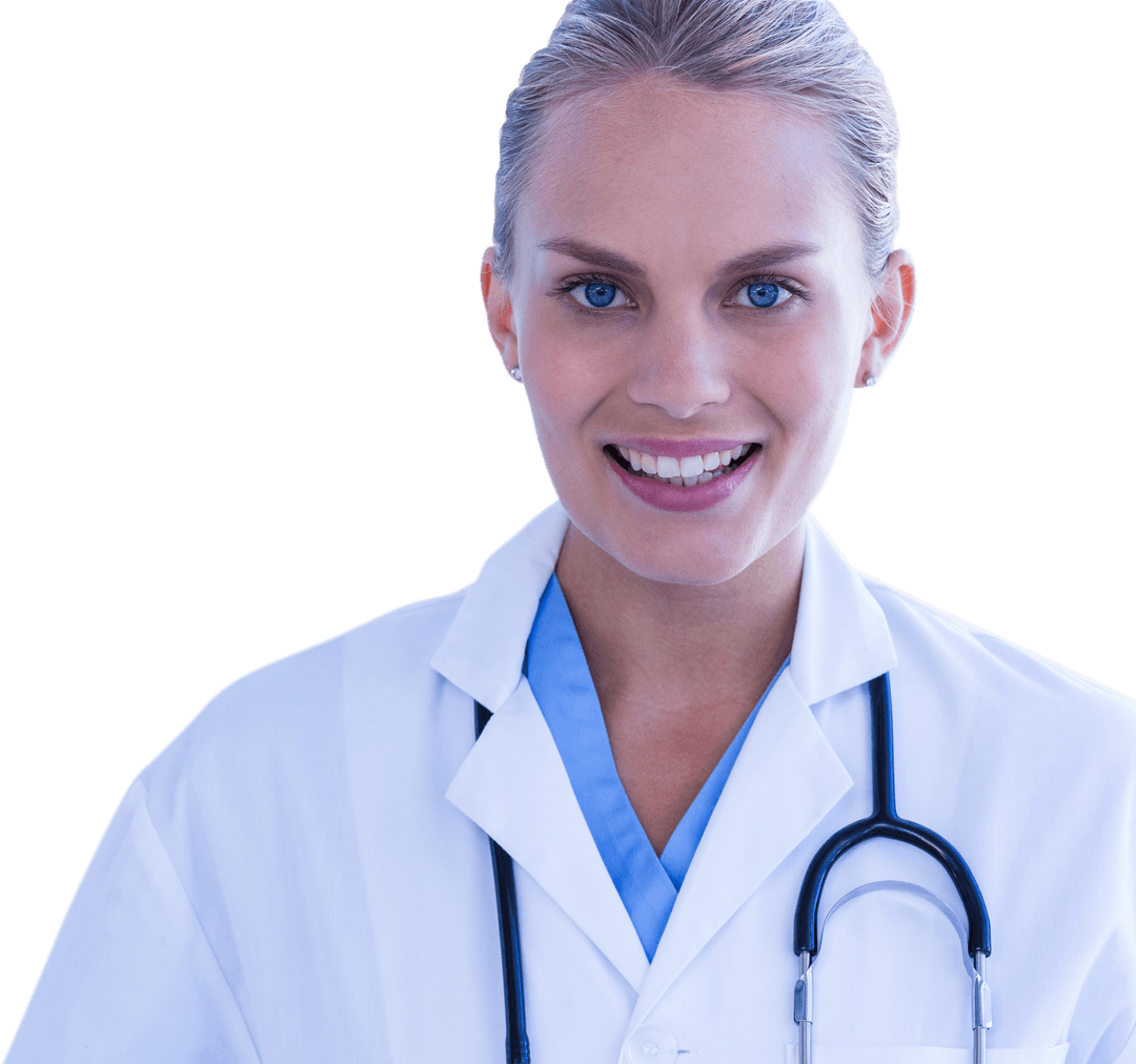 Smiling Professional Female Doctor with Transparent Background