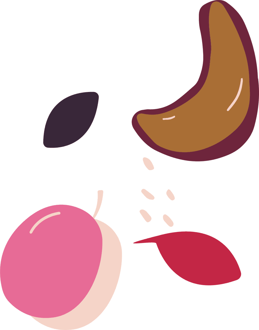 Organic Fruit Shapes on Transparent Background in Modern Flat Design