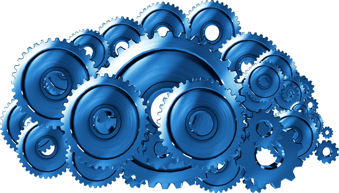 Blue Gears on Transparent Background Symbolizing Connection