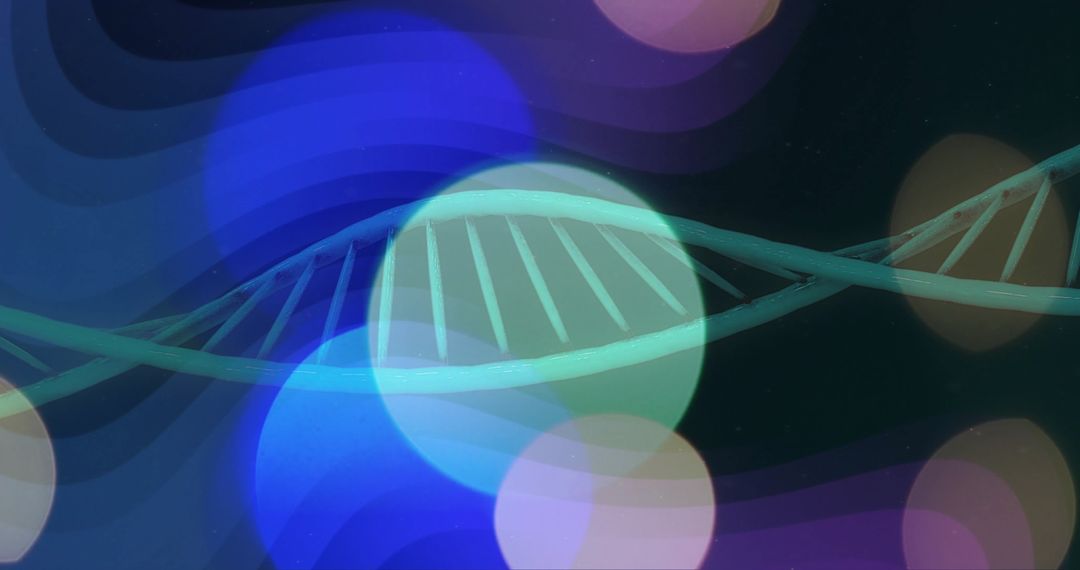 DNA Helix with Abstract Light Patterns in Scientific Context