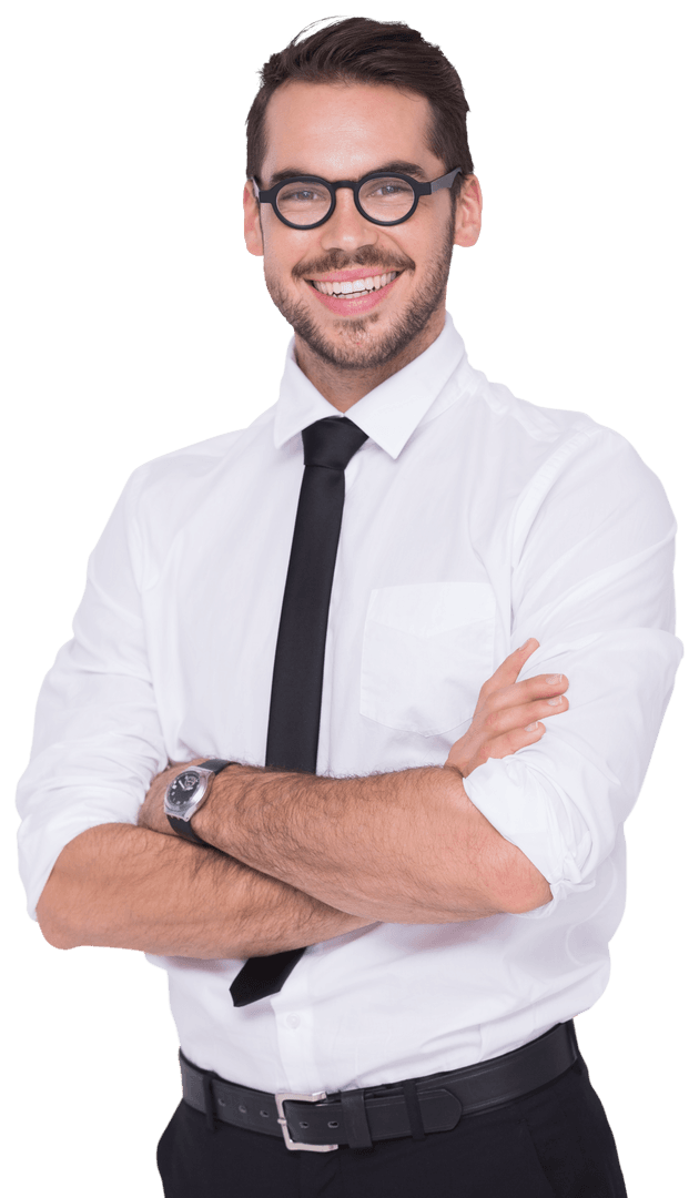 Smiling Confident Businessman with Transparent Background