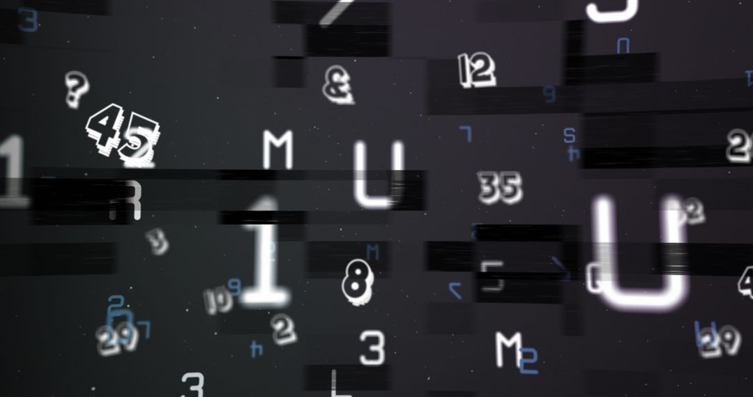 Dynamic Digital Transforming Numbers and Letters on Black Background