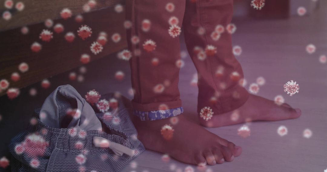 Child Experiencing Home Environment with Viral Particles