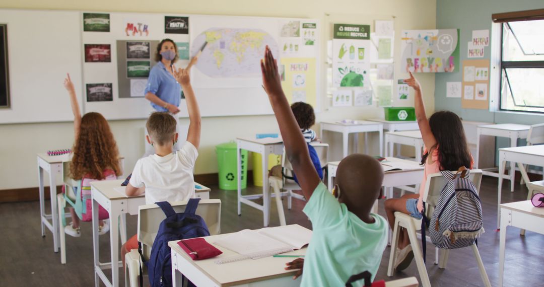 Teacher Engaging Students in Classroom with Sustainable Development Posters - Free Images, Stock Photos and Pictures on Pikwizard.com