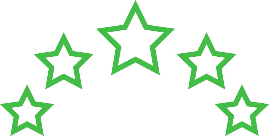 Five Green Stars on Transparent Background Illustration