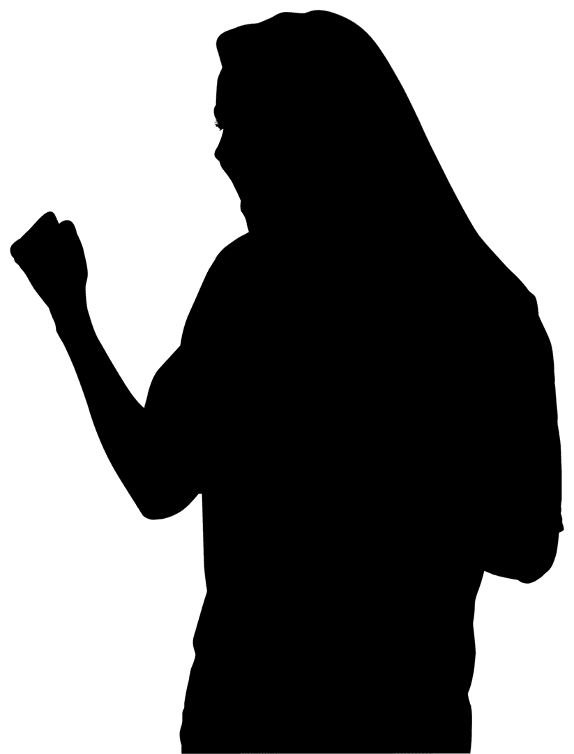 Silhouetted Woman Celebrating Alone on Transparent Background