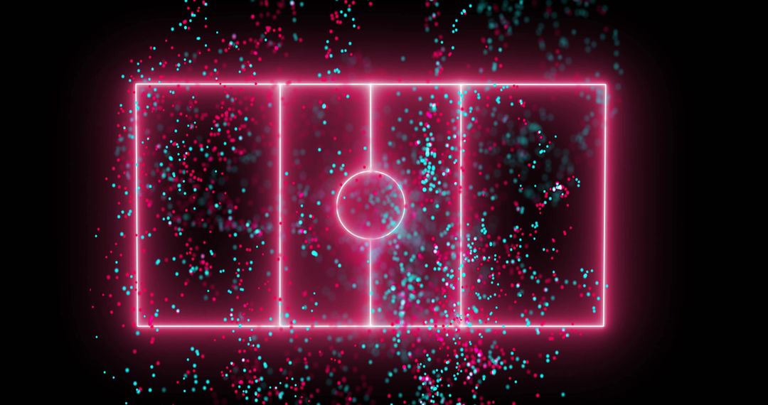 Futuristic Neon Sports Field with Moving Light Trails