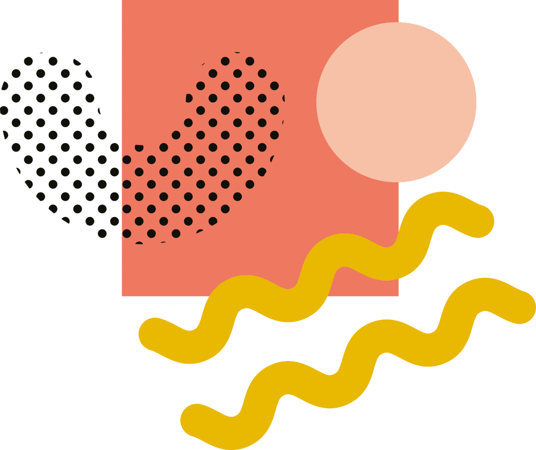 Abstract Orange and Yellow Shapes on Transparent Background