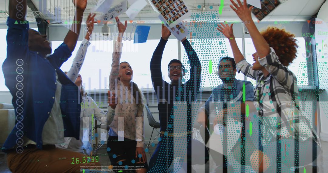 Successful Business Team Celebrating Project Completion in Modern Office