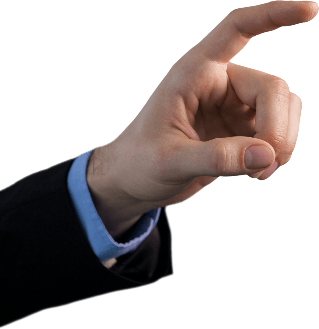 Transparent Background Business Hand Pointing Gesture