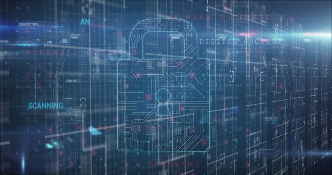 Digital Security Firewall Interface with Data Process Icons