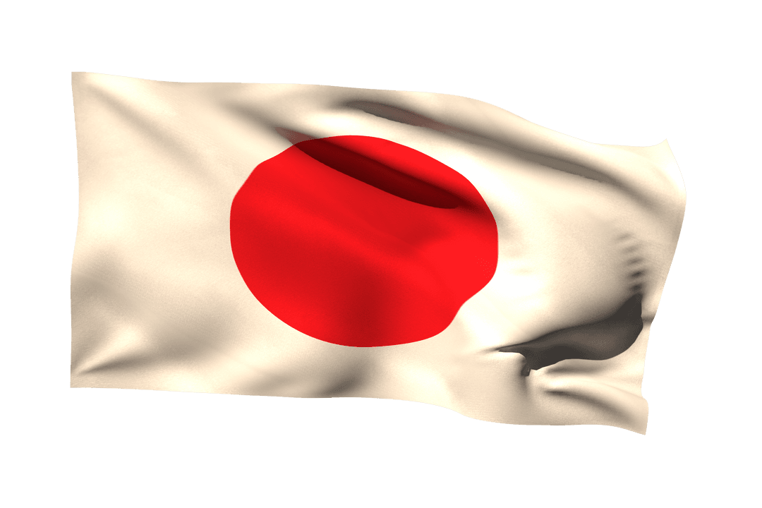 Flying Japanese Flag with Transparent Background