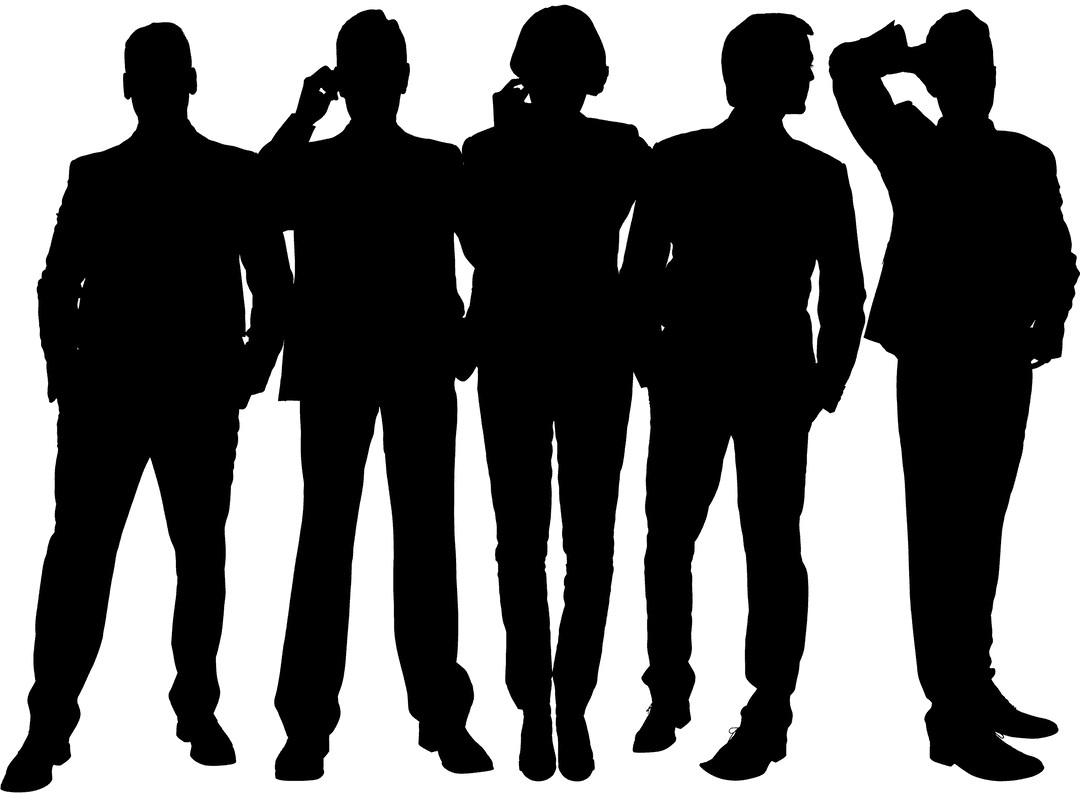 Transparent Silhouette Business People Standing in Line Vector