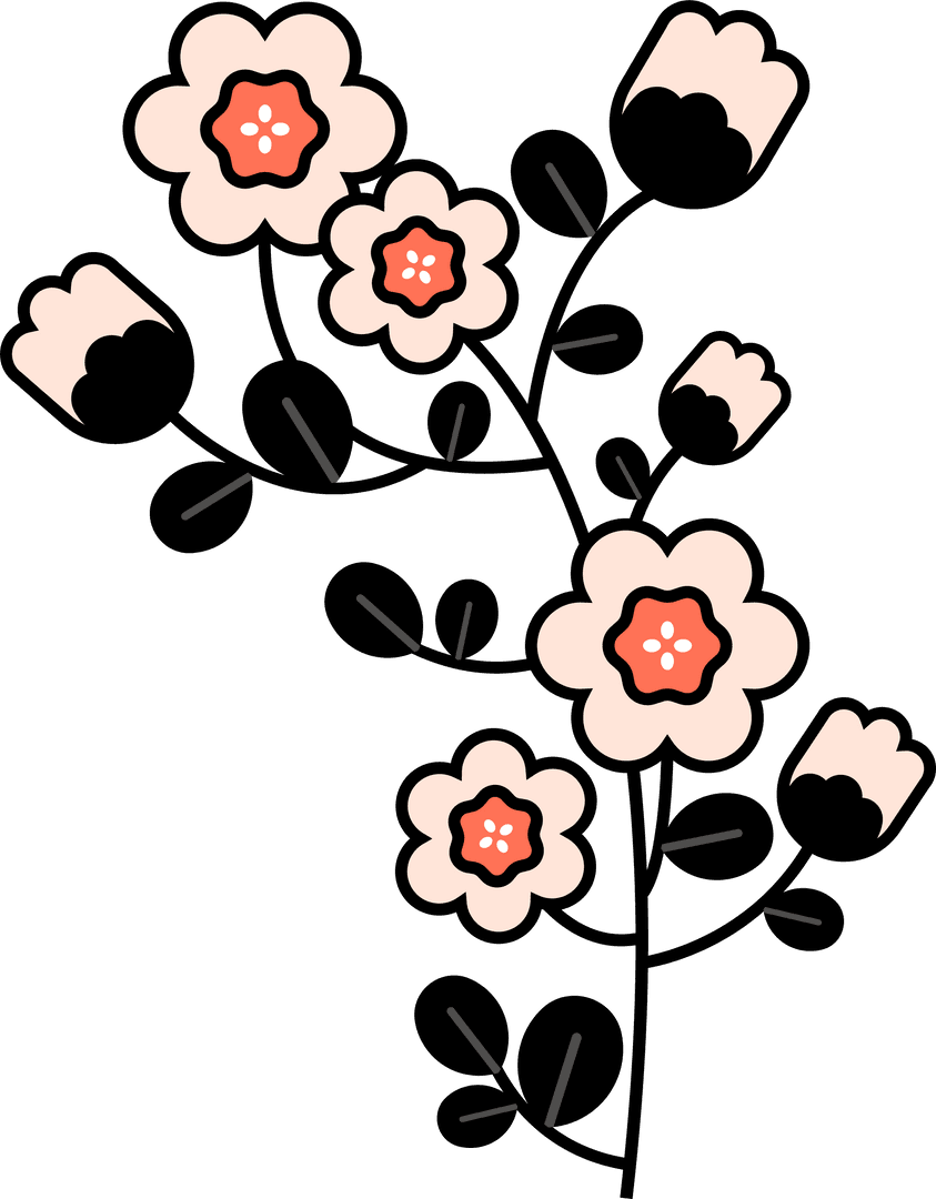 Stylized Vector Flowers with Transparent Background