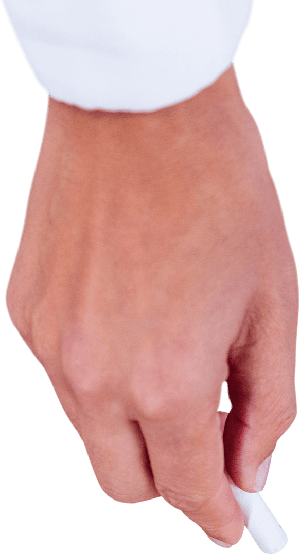 Hand Holding Chalk Transparent Background Close Up