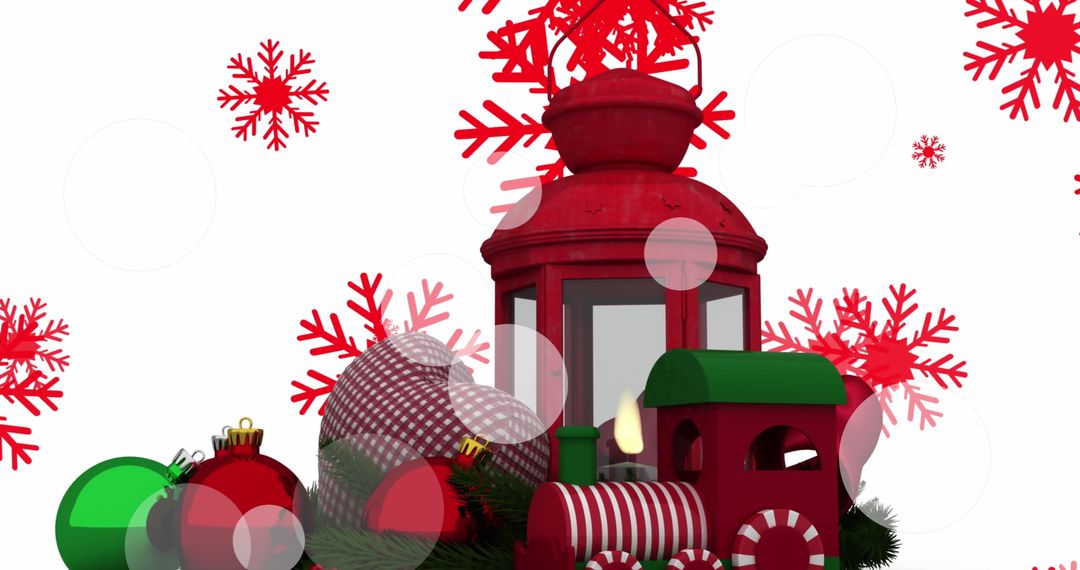 Festive Red Christmas Lantern with Ornaments Design