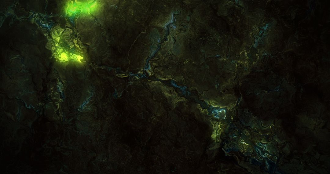 Abstract Green Yellow Waves on Dark Background