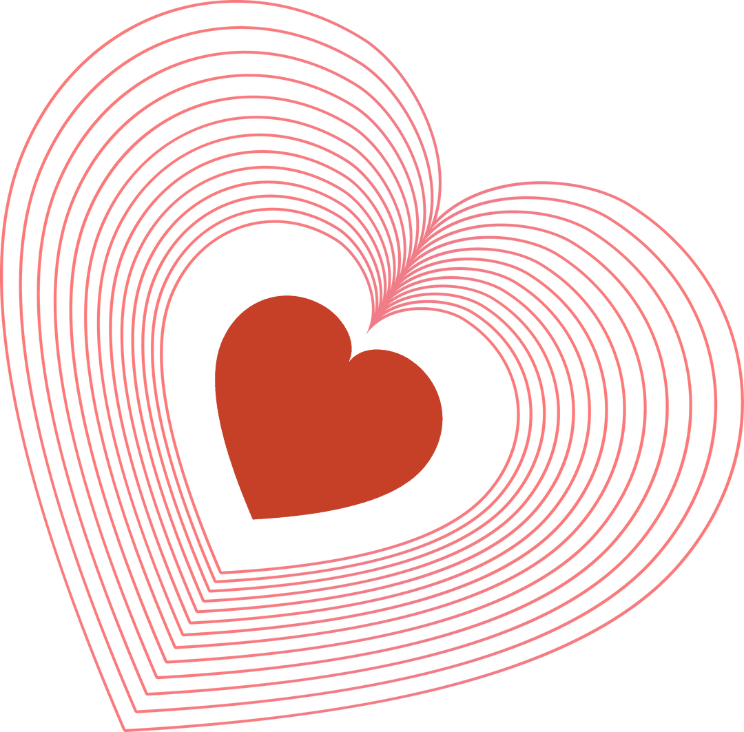 Romantic Geometric Heart Motif on Transparent Background