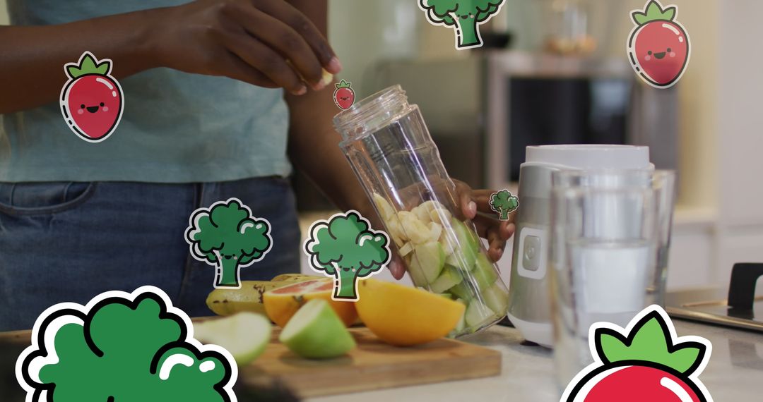 Creating Healthy Smoothie with Vibrant Fruit Illustrations
